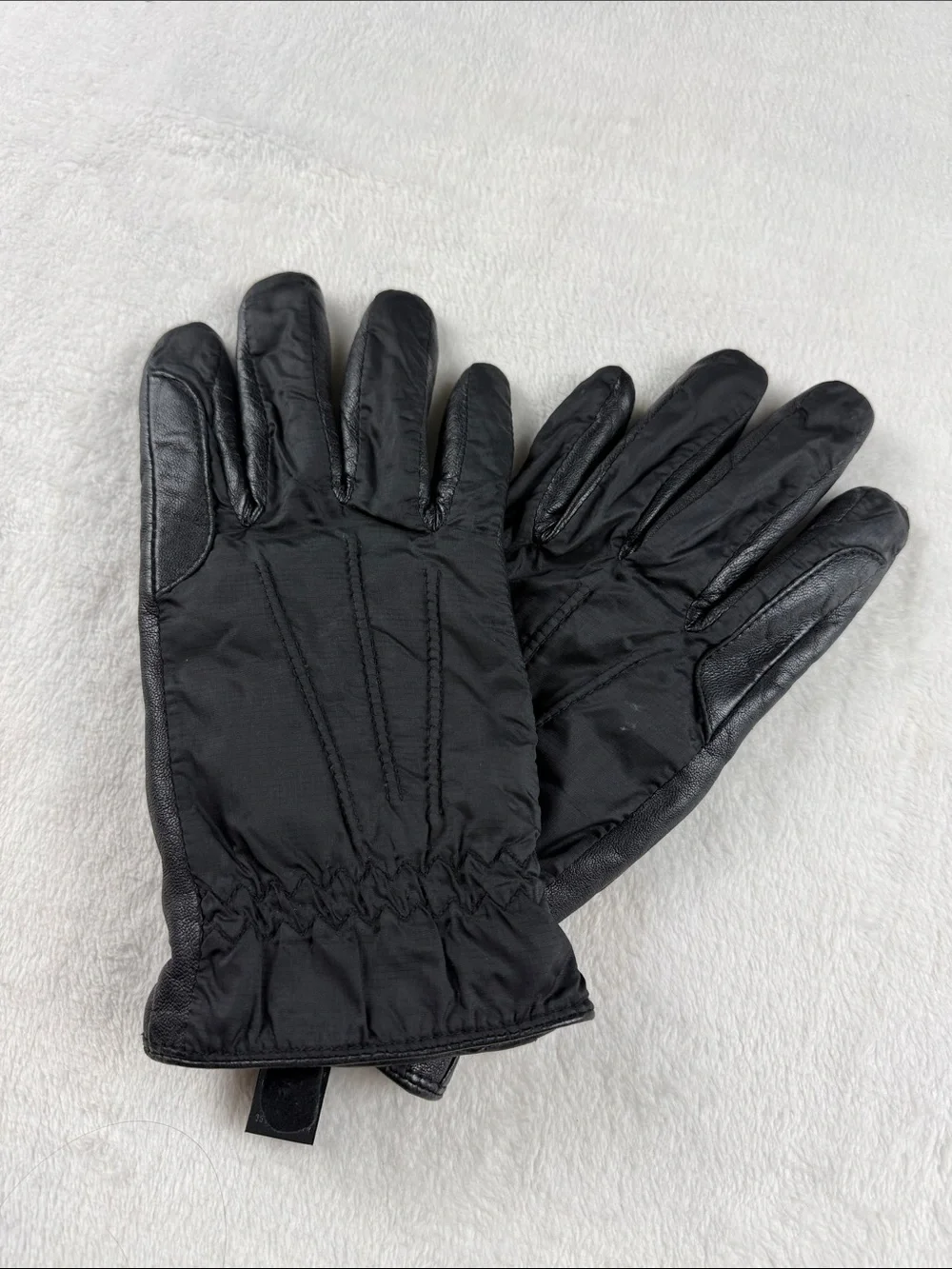 14th & Union Black Leather Fleece lined Insulated Gloves Size Small